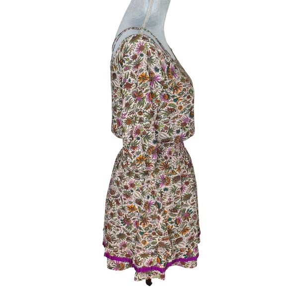 Anthropologie Floreat Mini Dress Floral Pleated Layered Ruffle Cottage 00P - Picture 3 of 13